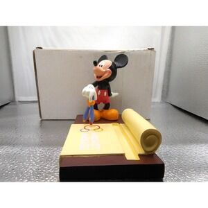 Disney Mickey Mouse Writing Scroll  Figure Stand   5 1/2" long  x  4" Tall + Box